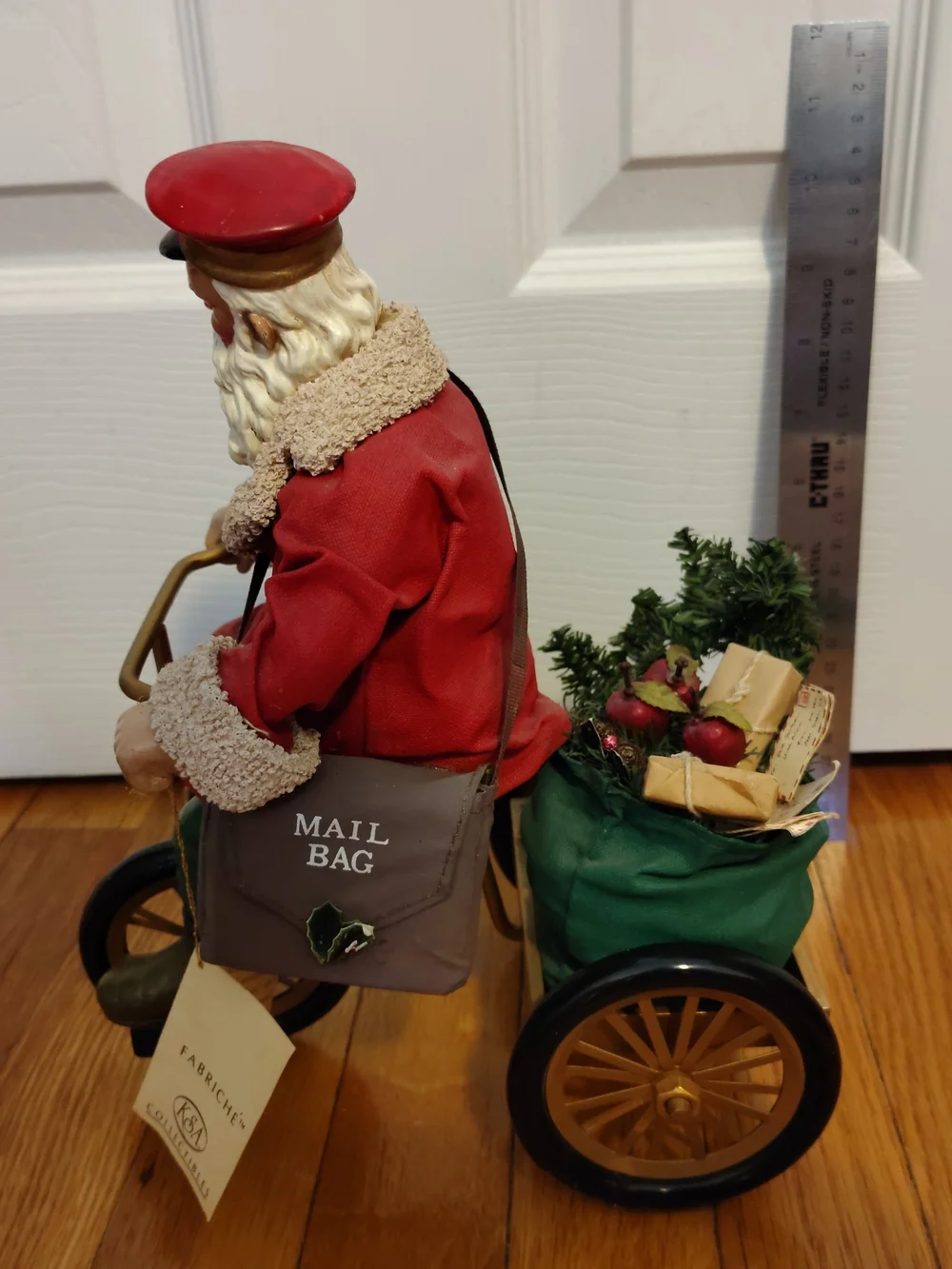RARE Vintage Kurt Adler Fabriche Santa on Tricycle Mail Carrier Figurine Tagged